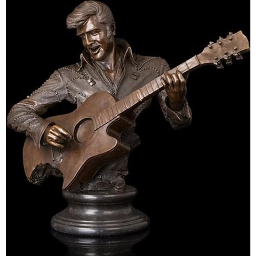 Musician Figurine Home Decoration Bronze Man Playing Guitar Music Statue Sculpture for Art School