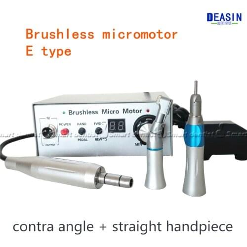 NEW 50,000 RPM Brushless Dental Micromotor Polishing Unit with contra angle + straight handnpiece dental micro motor