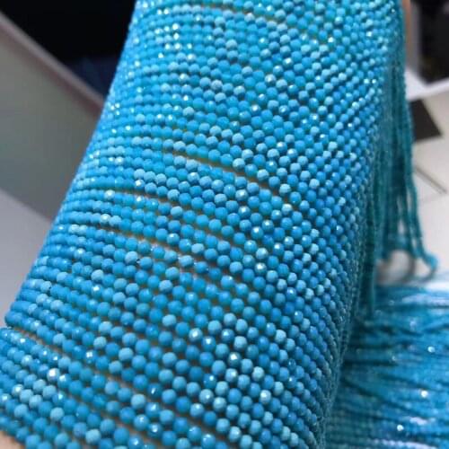 Loose beads green Turquoise round faceted 2mm 14" for DIY jewelry making FPPJ wholesale beads nature gem stone