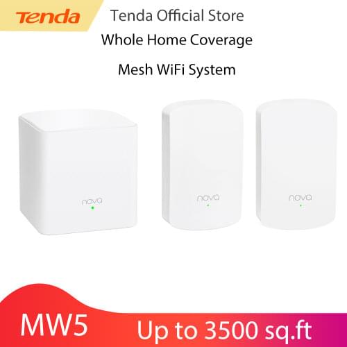 Tenda MW5 AC1200 Whole Home Mesh Wireless WiFi System with 2.4G/5.0GHz WiFi Wireless Router and Repeater, APP Remote Manage