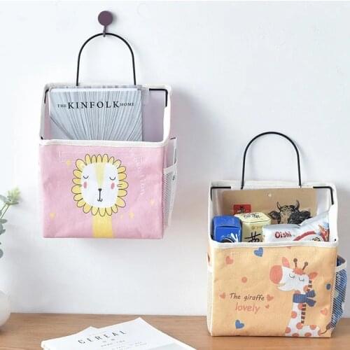 Parent-style fabric storage hanging bag wall-mounted dormitory wall storage bag behind the door bathroom hanging clothes bag art