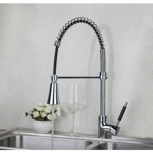 Torayvino 540mm 8538-1/4 Chrome Kitchen Pull Out Down Brass Swivel With Push Button Vessel Sink Mixer Tap Kitchen Faucet