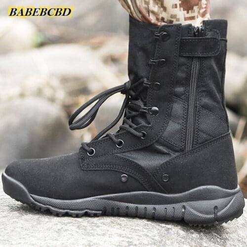 Spring Breathable Hight-top Ultra-Light Boots Mens Special Forces Side Pull Combat Tactical Desert Hiking Big Dumb Combat Boots