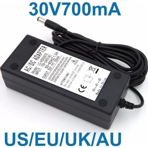 VORED 1PCS AC100V-240V Power Supply Adapter 30V700mA Converter US/EU/UK/AU Plug with 1M AC Cable 5.5*2.1mm Free Shipping
