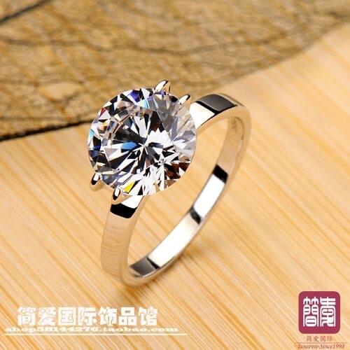 High quality excellent cut 4 Ct NSCD synthetic stone wedding rings sterling sliver jewelry engagement rings
