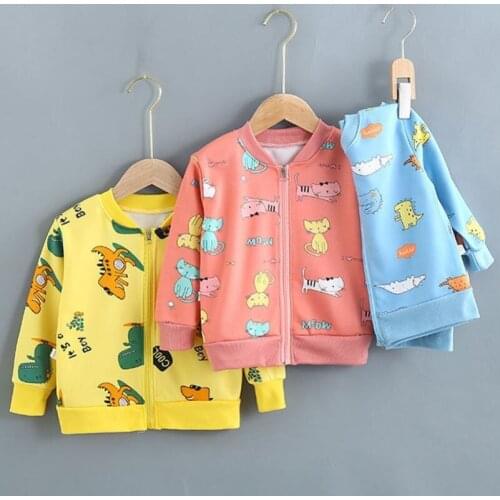 1-6Y Spring Autumn New Childrens Clothing Cartoon Jacket Boys Girls Baby Outing Clothes Jacket Children Zipper Cardigan Jacket