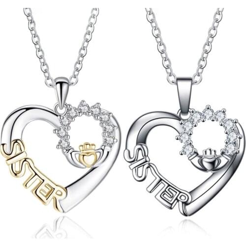 1Pcs High-grade The Loving Friendship Necklace SISTER Zircon Pendant Necklace For Birthday Gift