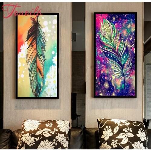 2pcs Square Diamond Embroidery Painting Indian Dream catcher of Cross Stitch Resin Full Diamond Painting feathers home decor