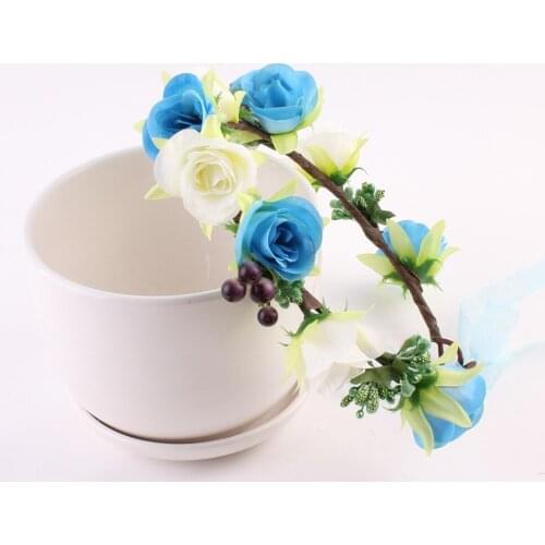 Beach Flower Crown Headband kids Photo Prop girl Floral Headband wedding rose flower headwear hair accessories 200pcs