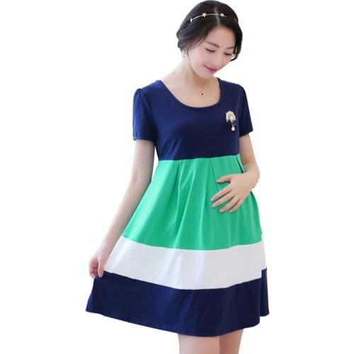2020 Summer Maternity Clothing For Pregnant Women Clothes Fashion Loose One-piece Dresses Short Sleeve Top Maternity Dress Wear