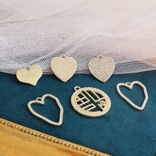 4pcs Hot Sale Fashion Fu word round Rhinestone pearl hollow love simple style diy jewelry necklace bracelet accessories material