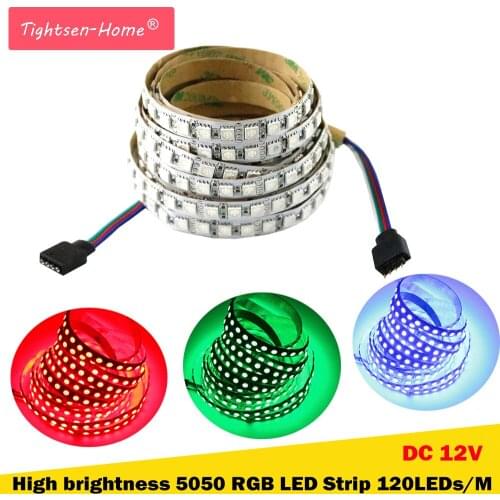 5M LED Strip 5050 DC12V 120LEDs/m Flexible LED Strip tape Lighting RGB 5050 SMD chip 600 LED waterproof ip67/non high brightness