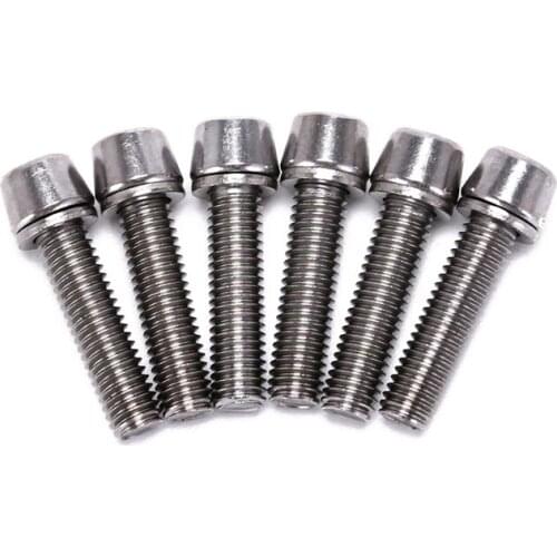 6PCS Bicycle Headset Stem Cap Screw Ultralight Stainless Bicycle Seat Disc Bolt M5 * 20mm Mountain Bike Road Bike Riser Screw