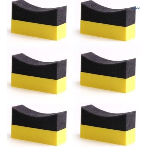 6Pcs Tire Contour Dressing Applicator Pads Gloss Shine Color Polishing Sponge Wax