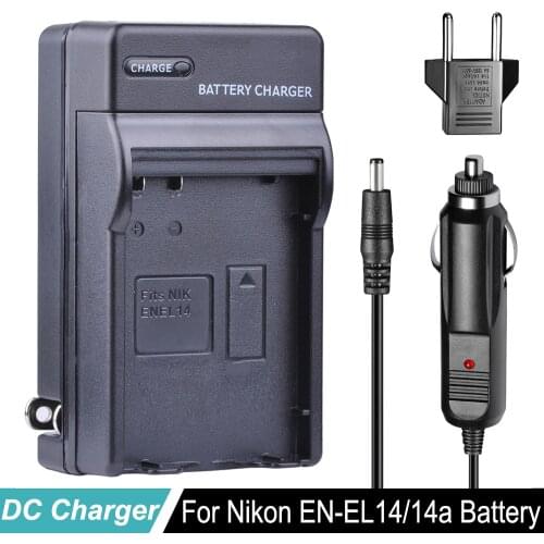 EN-EL14 Battery ENEL14 EN EL14a Car Charger + EU Plug for For Nikon D3100 D3200 D3400 D5100 D5200 D5300 D5600 DF P7000 P7100 P78