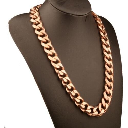 Tiasri 15mm Cuban Curb Link Necklace Bracelet for Men Stainless Steel Choker Adjustable Length Tail Chain Punk Bar Club Jewelry