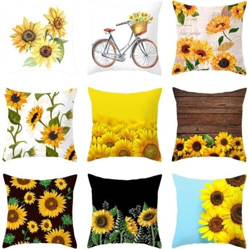NEW Oil Painting Sunflowers Linen Cushion Cover Summer Yellow Floral Pillows Cover Retro Art Farmhouse Decorative Throw Pillows