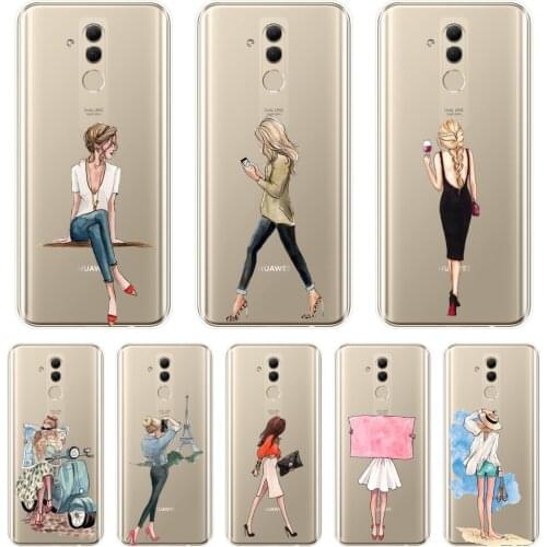 For Huawei Mate 9 10 20 Pro Phone Case Silicone Black Girl Travel Women Soft Back Cover For Huawei Mate 7 8 9 10 20 Lite Case