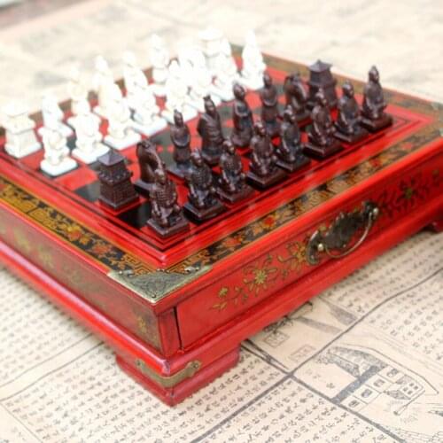 Wooden Luxury International Chess Small Archaize Adult Board Chess Three-dimensional Pieces Xadrez Jogo Family Games EK50QL
