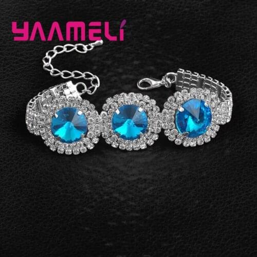 Elegant Luxury 925 Sterling Silver Crystal Bracelet Gifts For Women Girls Birthday Anniversary Party Accessories Wholesale Hot