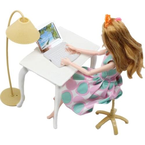 MIX Color Doll Play House, Furniture Desk+Lamp+Laptop+Chair Accessories for 1/6 BJD Doll Toys