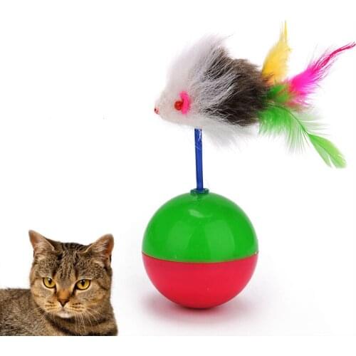 Cat Teaser Toy Creative Mouse Decor Feather Suction Cup Cat Toy Cat Interactive Toys Pet Supplies Random Color