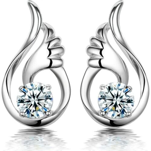 Delicate Creative Angel Wings Zircon Stud Earrings For Women Hand Thumbs Up Earring Earings Jewelry Earing Silver Color Earrings