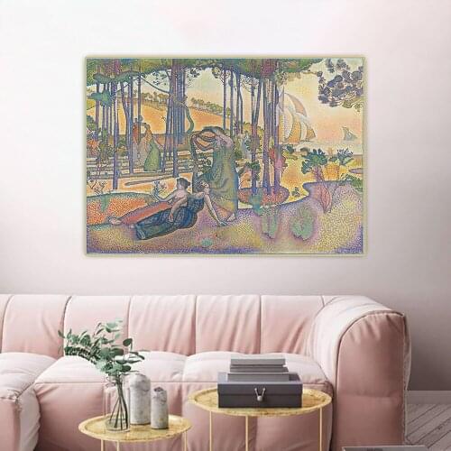 Citon Henri Edmond Cross《The Evening Air》Pointillism Canvas Oil Painting Poster Picture Wall Decor Home Living room Decoration