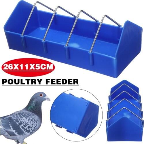 Poultry Feeder Plastic Chicken Trough Pigeon Poultry Ground Feeder Drinker Birds Feed Cup Sturdy Plastic Construction Spill 26CM