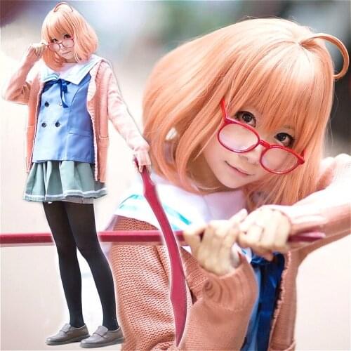 Anime Beyond The Boundary Cosplay Costume Kuriyama Mirai Cosplay Costumes Set Halloween Clothes For Women Sweater+shirt+skirt