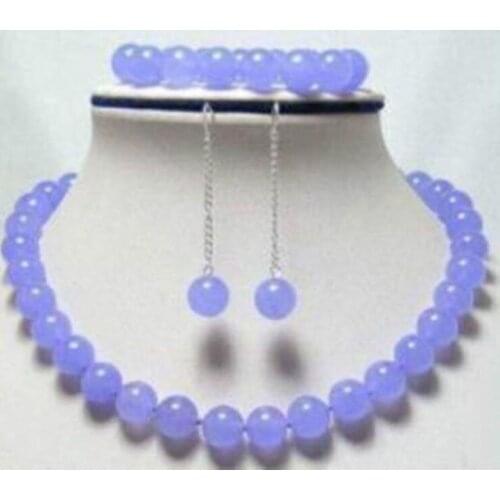 10mm Natural Lavender Jades Round Beads Necklace Bracelet Earrings AAA>>> women jewerly