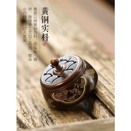 Incense Burner Pure Copper Small Mini Domestic Indoor Incense Incense Burner Su Gong Antique Zen Play Handwarmer