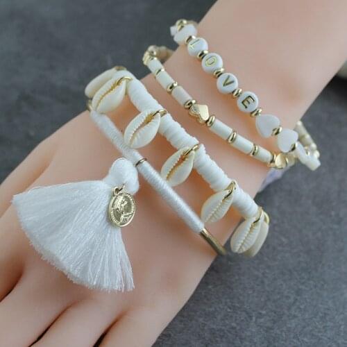 Go to Beach for Summer Bracelets Sets Fashion Handmade Angle LOVE letter Fashion Bracelet Sets Good Tassel