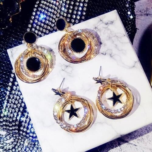 Multilayer Zircon Eardrop Bright Zircon Earrings The Stars Earrings for Women New Fashion Earrings