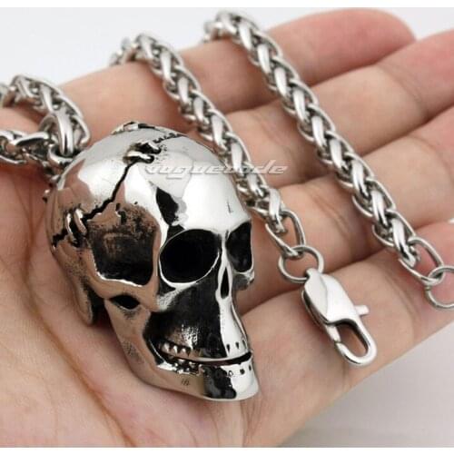 Punk Rocker Fashion Pendant Solid 316L Stainless Steel Cool Mens Biker Skull Pendant 3G002
