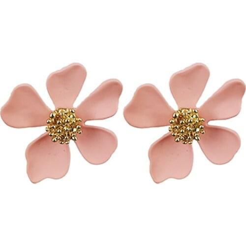 Fashion Jewelry Alloy Flower Stud Earrings Yellow Green Pink Blue Colors Flower Earrings For Women Girl Gift Wholesale