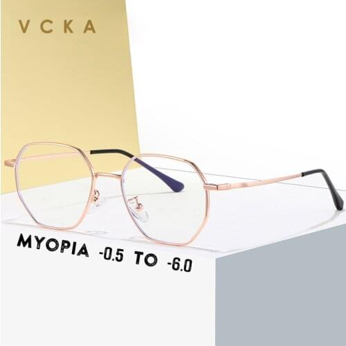 VCKA -0.5 to -6.0 Men Myopia Glasses Frames Titanium Alloy Women Anti-blue light Ultralight Prescription computer Eyewear