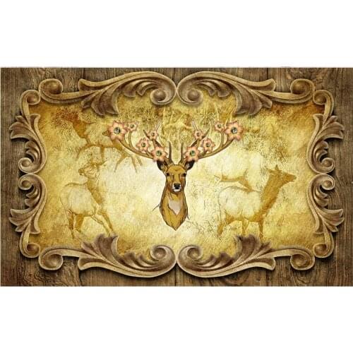 Custom mural 3d photo wallpaper European retro forest deer flower home decor wallpaper for walls living room in rolls