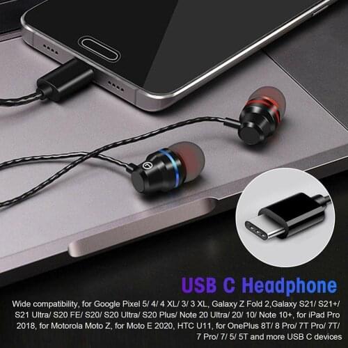 In Ear Style Earphone Smartphone Type-c Wired Stereo Sport Headsets For iPhone Mic Samsung Earbuds Headphones Handsfree Bui W3Q2