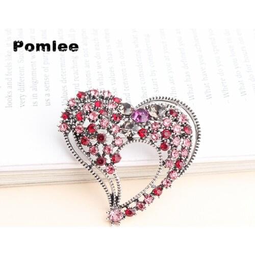 Pomlee Rhinestone Heart Brooches For Women Sweet Peartl Rose Color Pin Vintage Fashion Jewelry Brooch Fashion Jewelry New