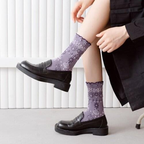Christmas Gift Harajuku Retro Flower Socks Woman Fashion Cotton Socks Ethnic Women Kawaii Cute Long Comfortable Breathable Socks