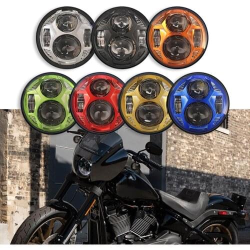 DOT Approved 2021 Special design Multicolor motorcycle Projector 5.75 Inch 51W LED DRL Headlight For Harley FXCW, FXCWC