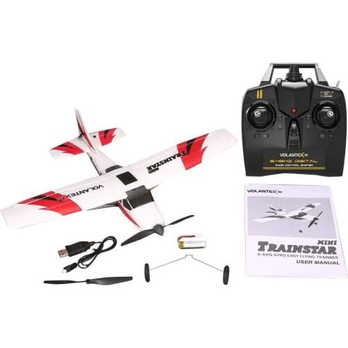 VOLANTEX V761-1 2.4Ghz 3CH Mini Trainstar 6-Axis Remote Control RC Airplane Fixed Wing Drone Plane RTF for Kids Gift Present