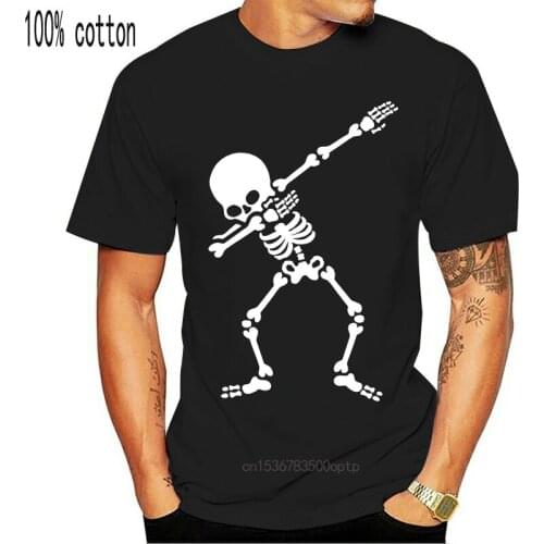 Dabbing Skeleton Dab Funny T Shirt Hipster 100% Cotton Dark Grey Tees Round Neck Short Sleeves Men T Shirts Plus Size