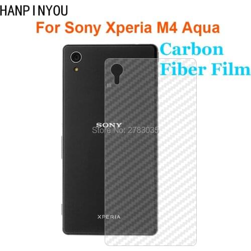 For Sony Xperia M4 Aqua / Dual 5.0" Durable 3D Anti-fingerprint Transparent Carbon Fiber Back Film Screen Protector Rear Cover