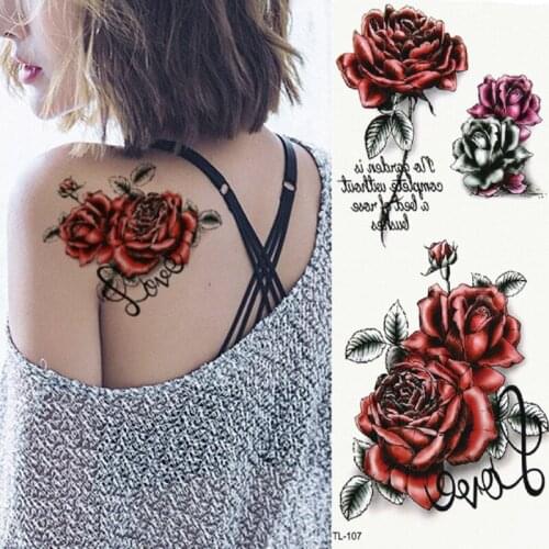 1 pc Brand New Body Art tattoo Temporary 3D rose butterfly Animals Sternum colorful body arm Sexy Flash Henna Tattoos Stickers