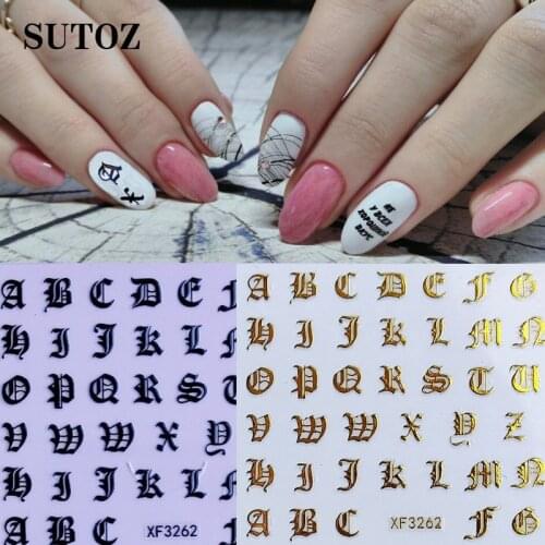 10 PCS 3D Stickers for Nails Colorful Letter Wholesale English Digital Decorative Flower Transfer Texture Stickers