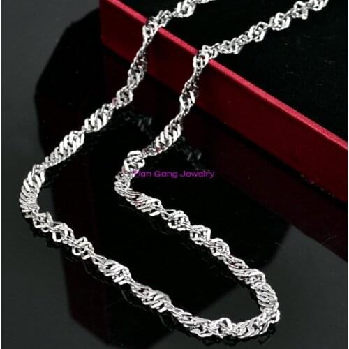 18-36" 3MM Fashion Water Wave Chain Necklace 316L Silver Color Stainless Steel Women Mens Necklace Jewelry High Quality