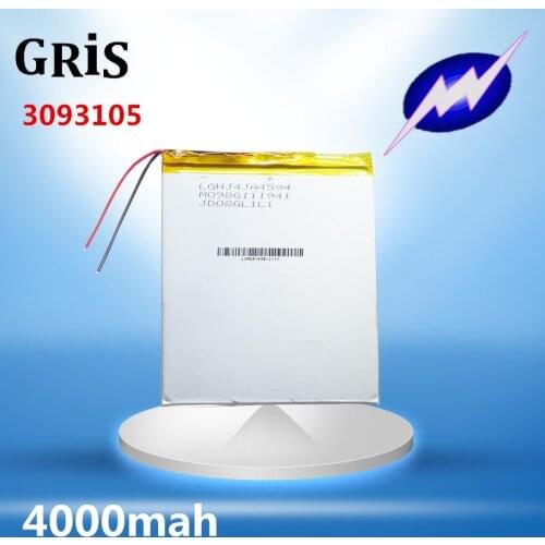 3.7V polymer lithium battery 4000mAh ultra thin large capacity DIY tablet dedicated 3093105 battery Rechargeable Li-ion Cell
