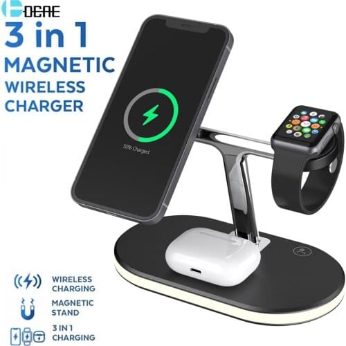 3 in 1 Magnetic Wireless Charger 20W Fast Charging Station for iPhone 12 Pro Max Mini Chargers for Apple Watch 6 SE Airpods pro